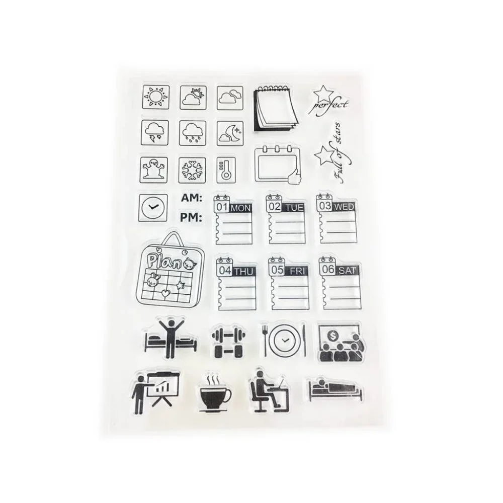 Daily Planner Stamp Kit Weather Activities Tracking 31 pc for Journals Diary mq